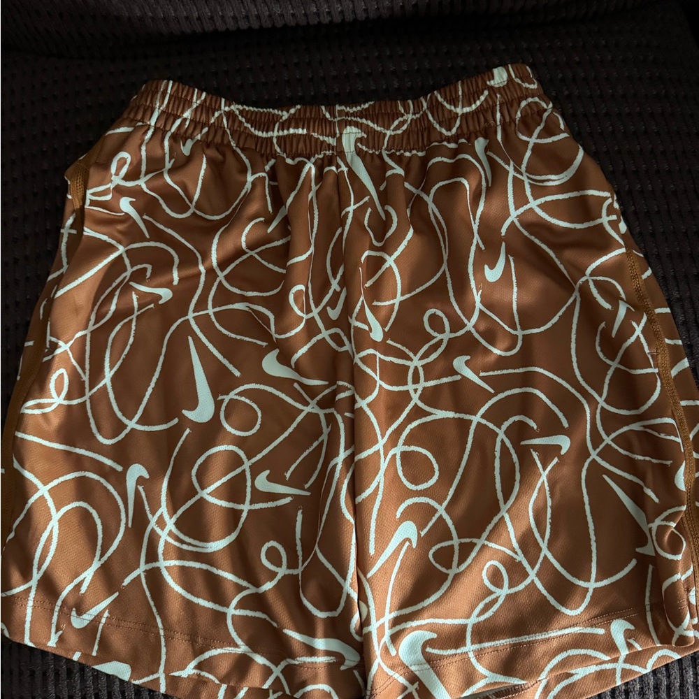 Nike Brown and White Athletic Basketball Shorts